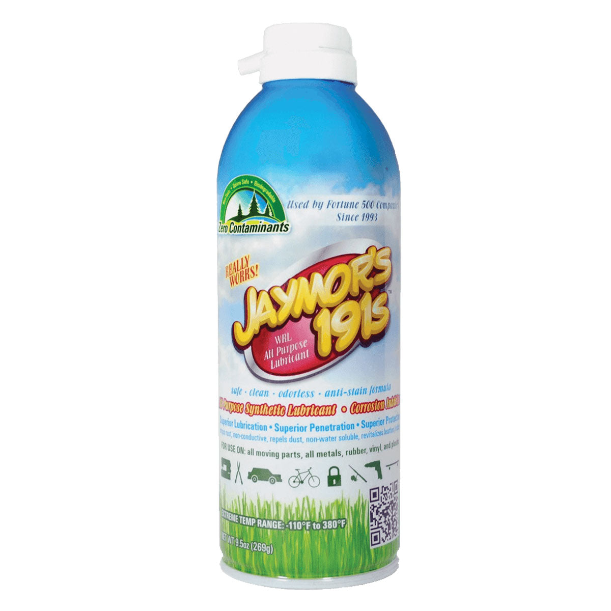 A 9.5oz aerosol can of Jaymor's all-purpose synthetic lubricant.