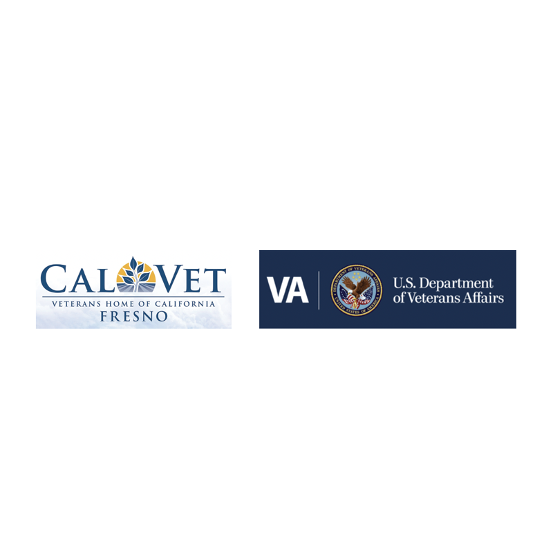 Logos of Cal Vet Veterans Home of California Fresno and U.S. Department of Veterans Affairs