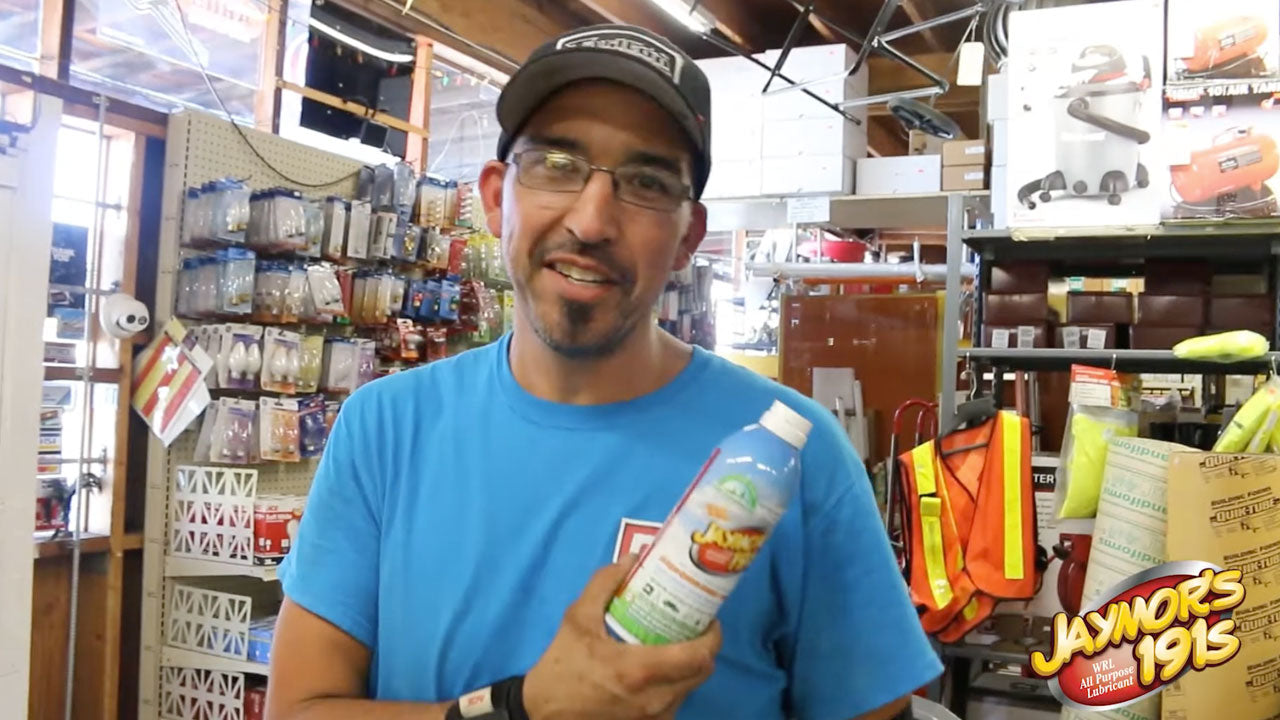 Load video: This video shows a man in a hardware store that is purchasing four cans of Jaymor's 191S. He recommends the lubricant for breaking up rusted tools.