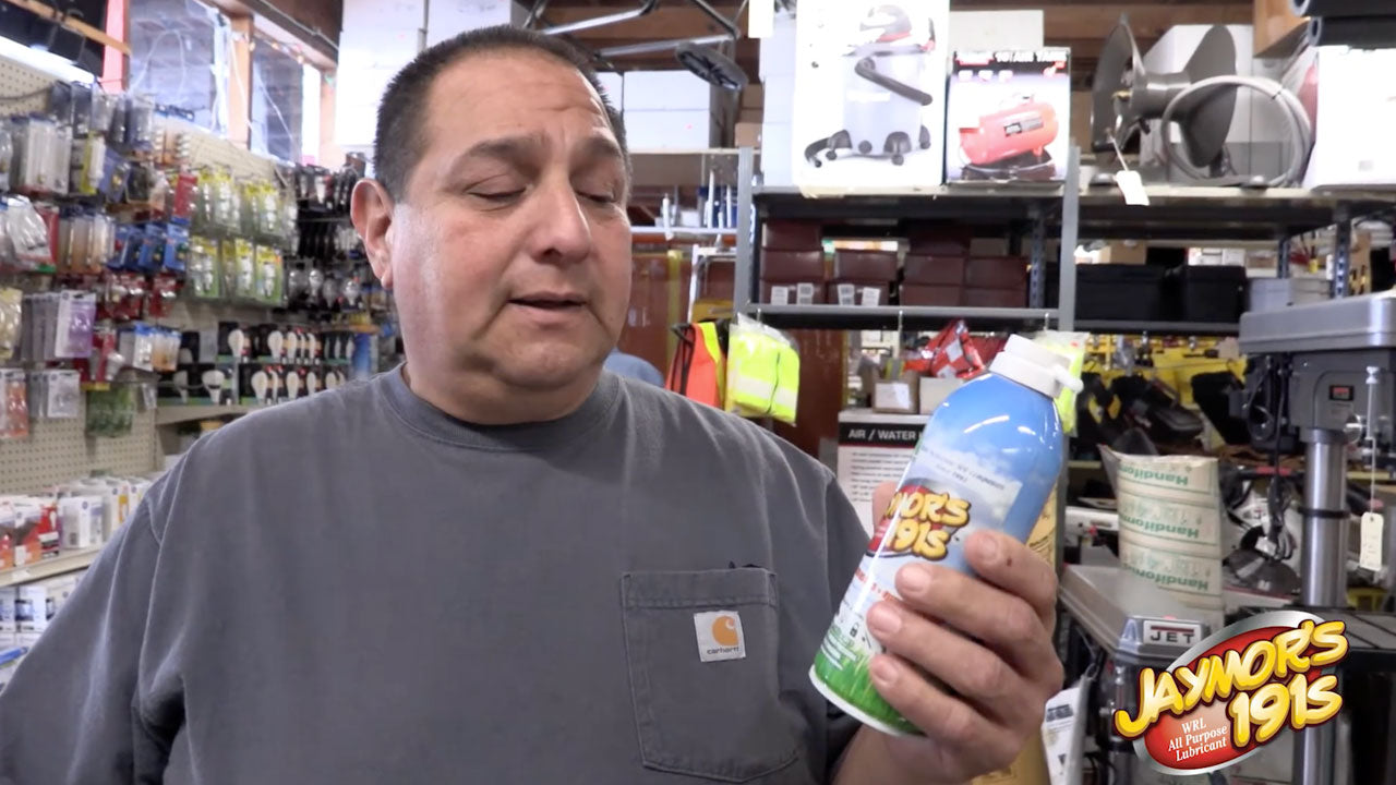 Load video: This video shows a man in a hardware store that is recommending Jaymor's 191S. He has used it as a lubricant and protectant for parts on his vintage Montesa dirt bikes.