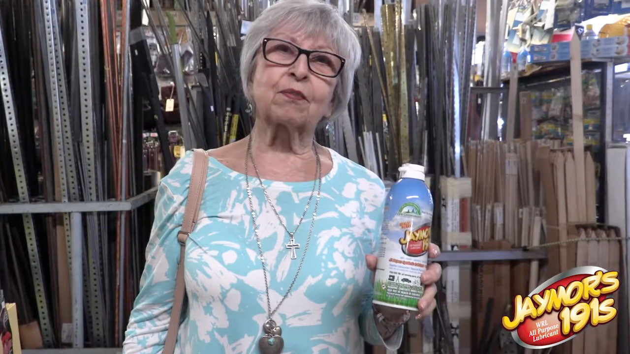 Load video: This video shows a woman in a hardware store holding a can of Jaymor's 191S and recommending it. She used the lubricant to help with a deadbolt lock. She also used it on a door slider and clippers.